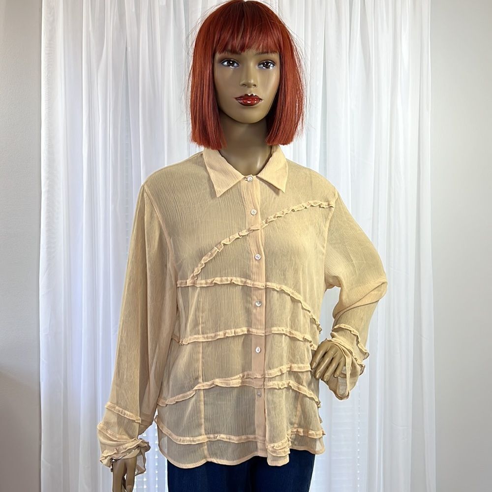 Susan Bristol Gold Sheer Top XL